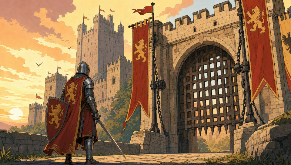 A knight at the castle gate