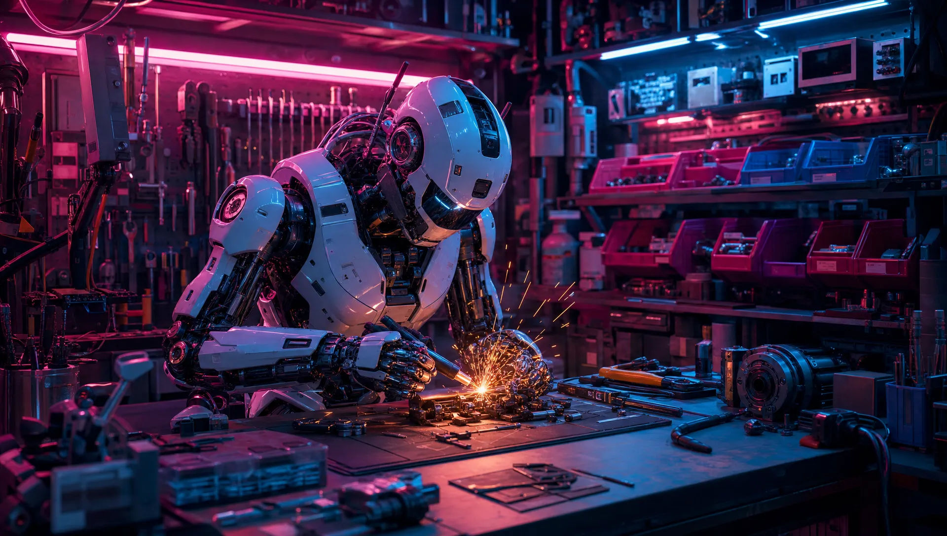A neon repair workshop