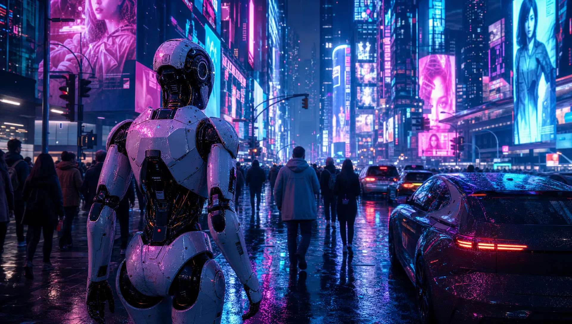 A sci-fi city street