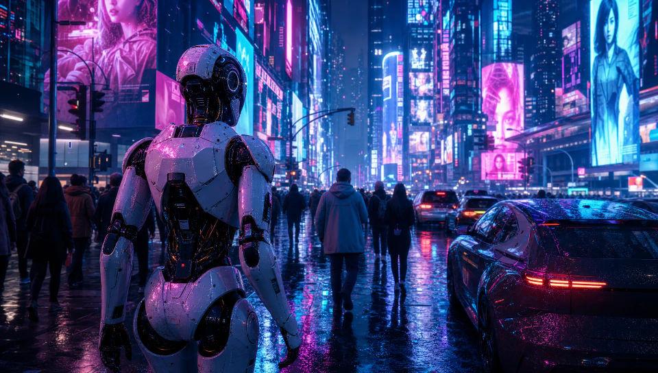 A sci-fi city street