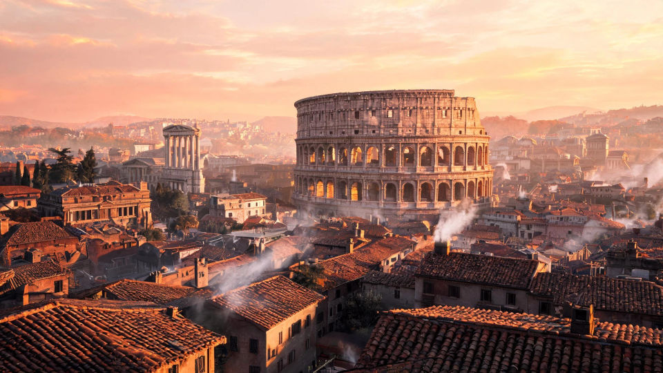The Colosseum over the rooftops