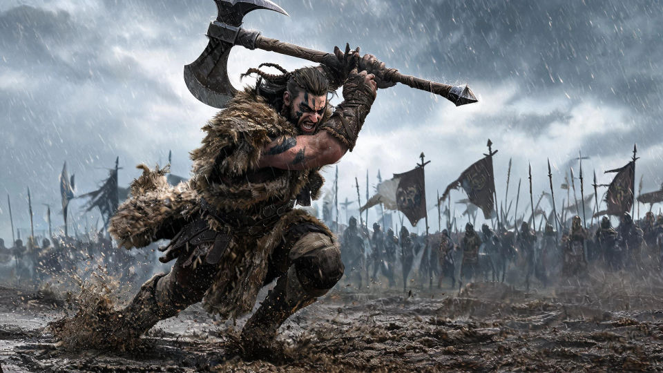 A barbarian charging into battle