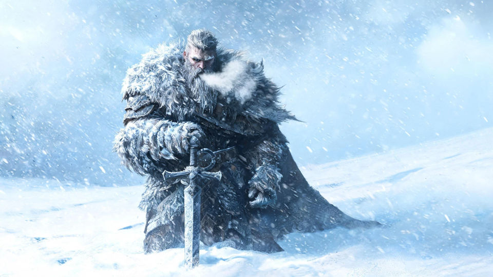 A lone warrior on a snowfield
