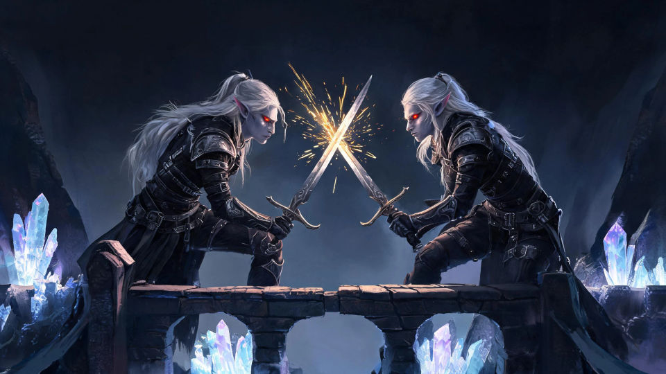 A duel on a chasm bridge