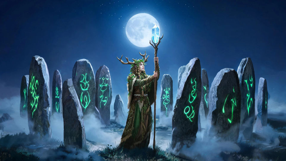 A moonlit stone circle ritual