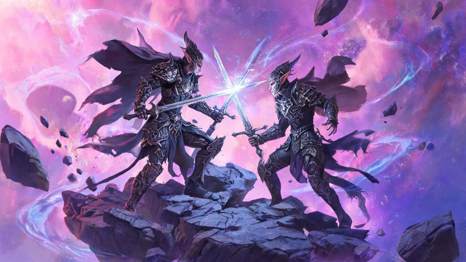 A battle on a floating astral island