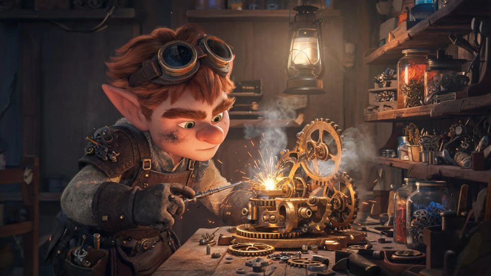 A cluttered inventor’s workshop