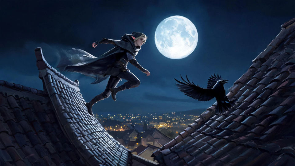 A moonlit rooftop escape