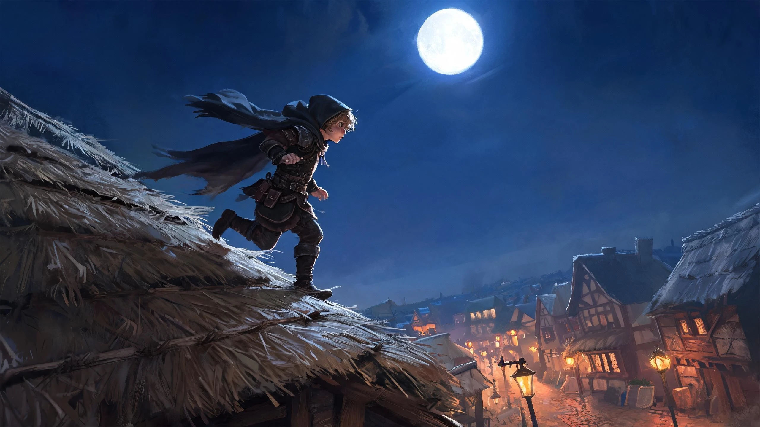 A rooftop escape by moonlight