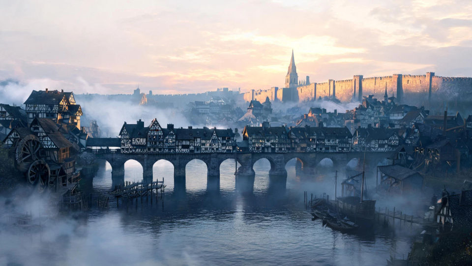 The river town at dawn
