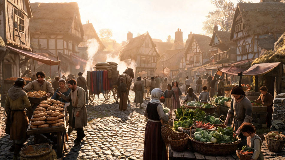 Une place de marché animée