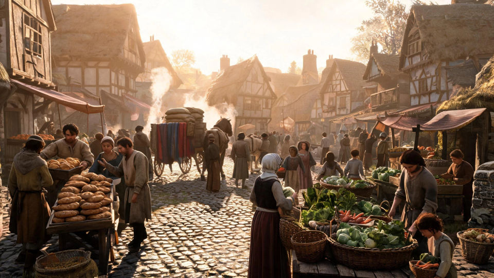 A bustling market square