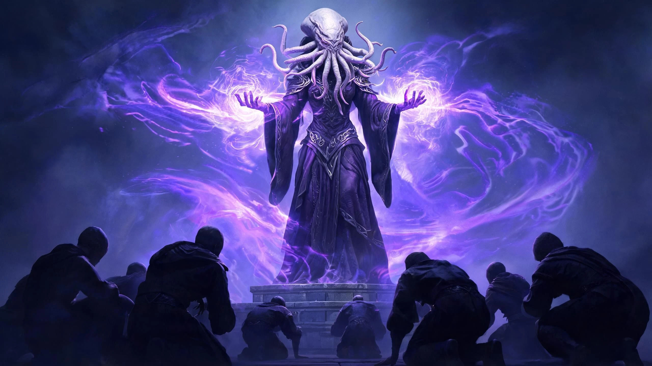 A psychic overlord on a dark dais