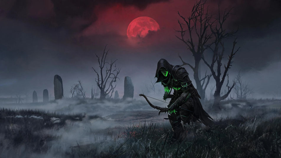 Un revenant chassant sous une lune de sang
