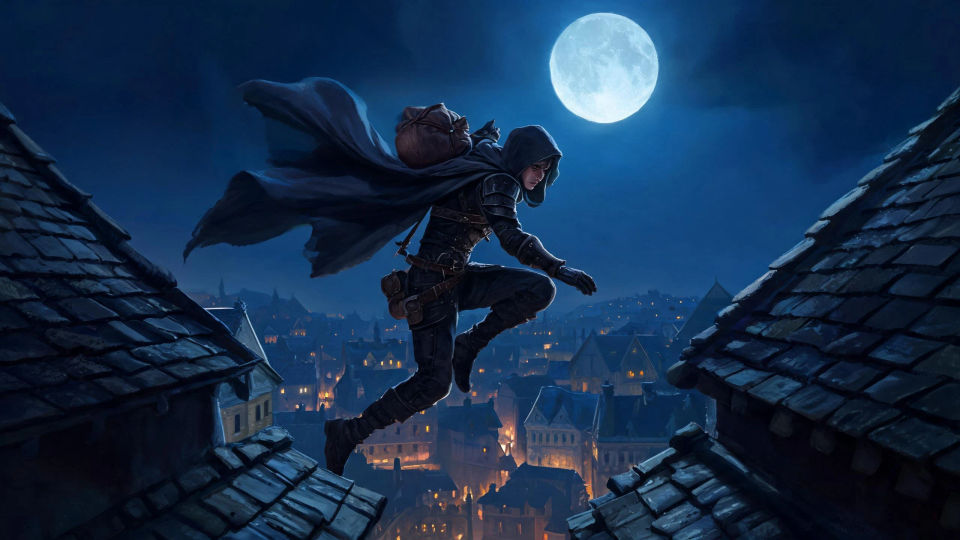 A rooftop escape at midnight