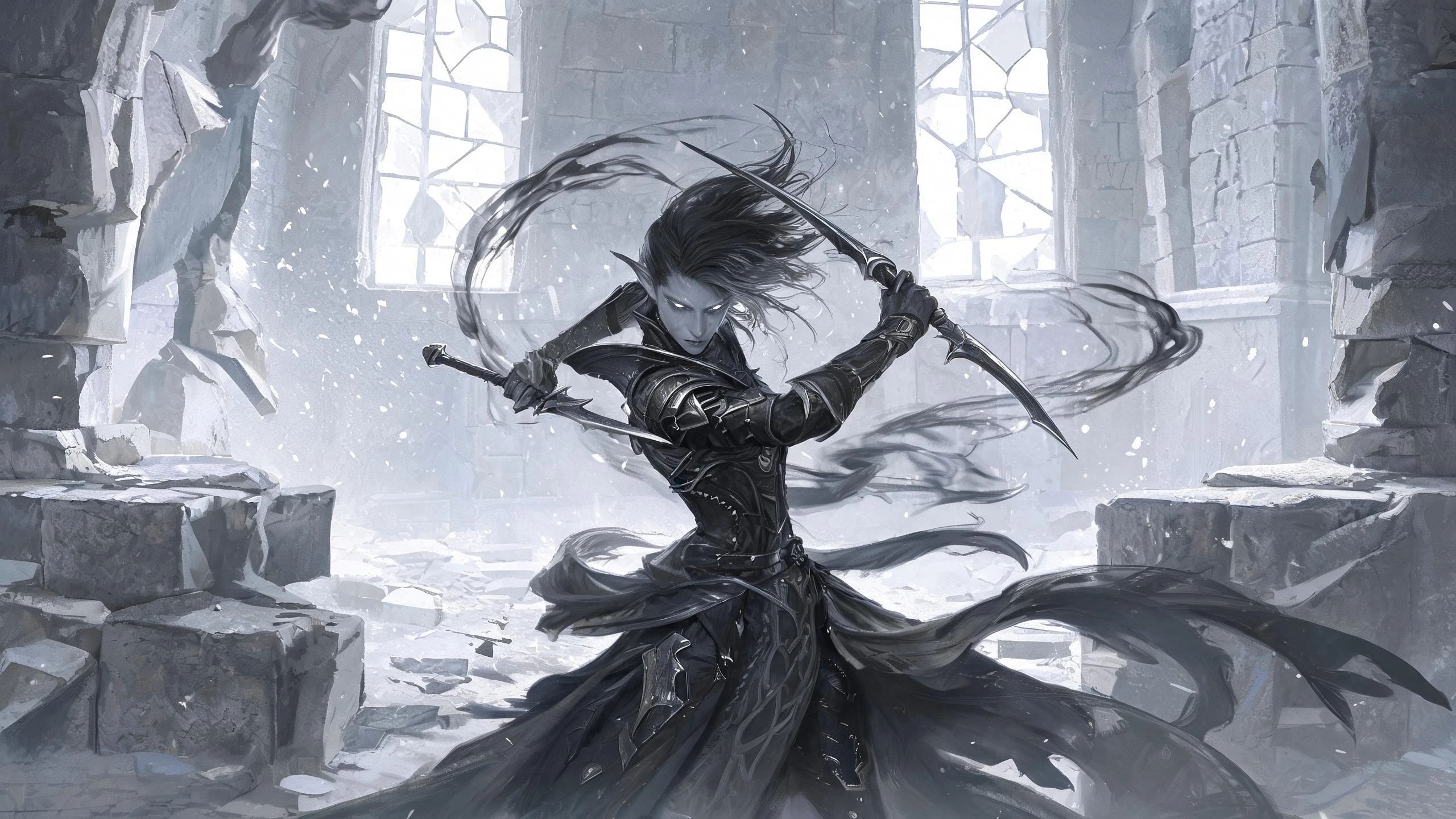 A blade-dance in ruined halls