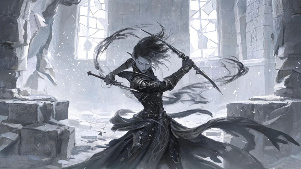 A blade-dance in ruined halls