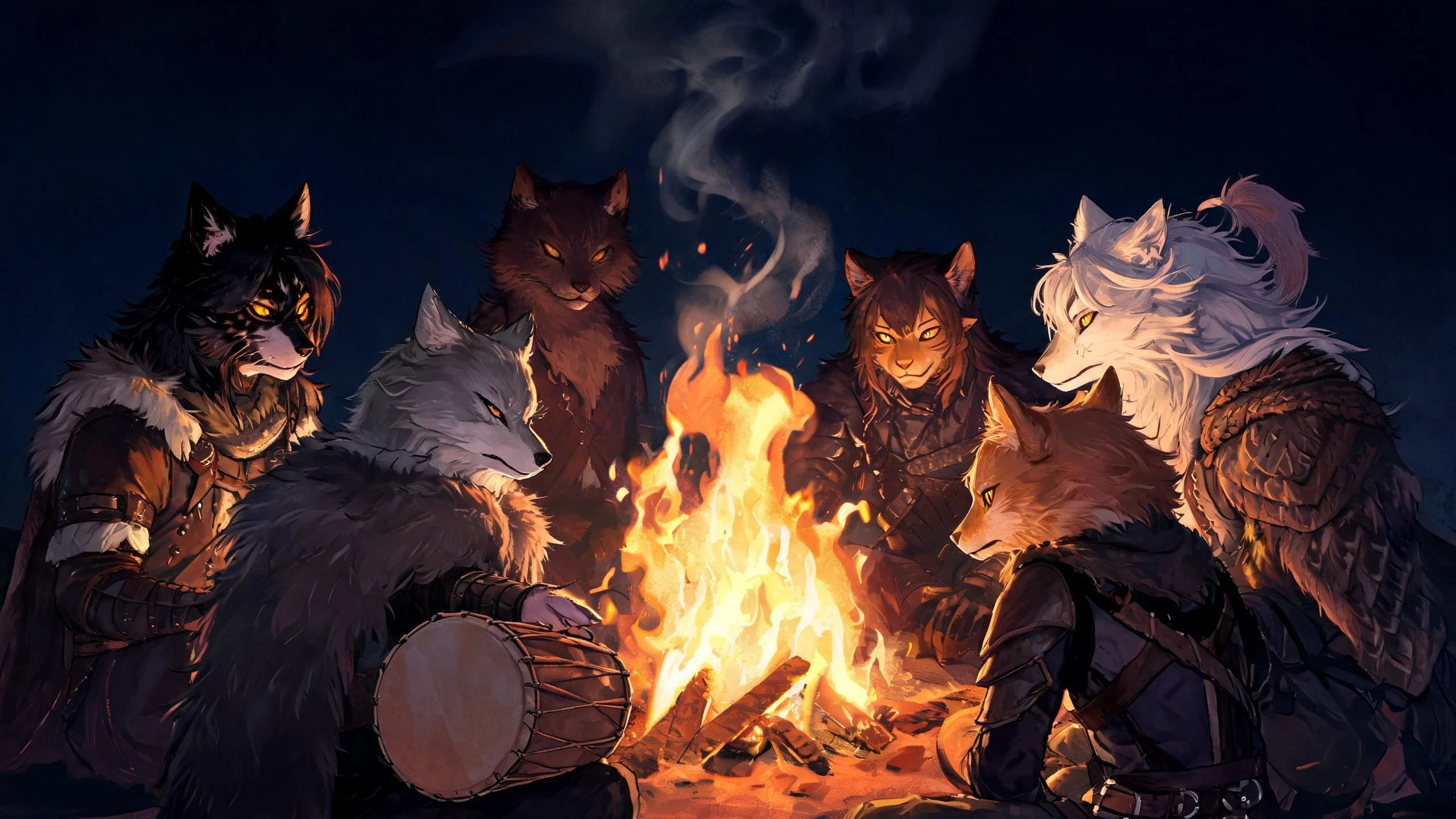 A firelit tribal gathering