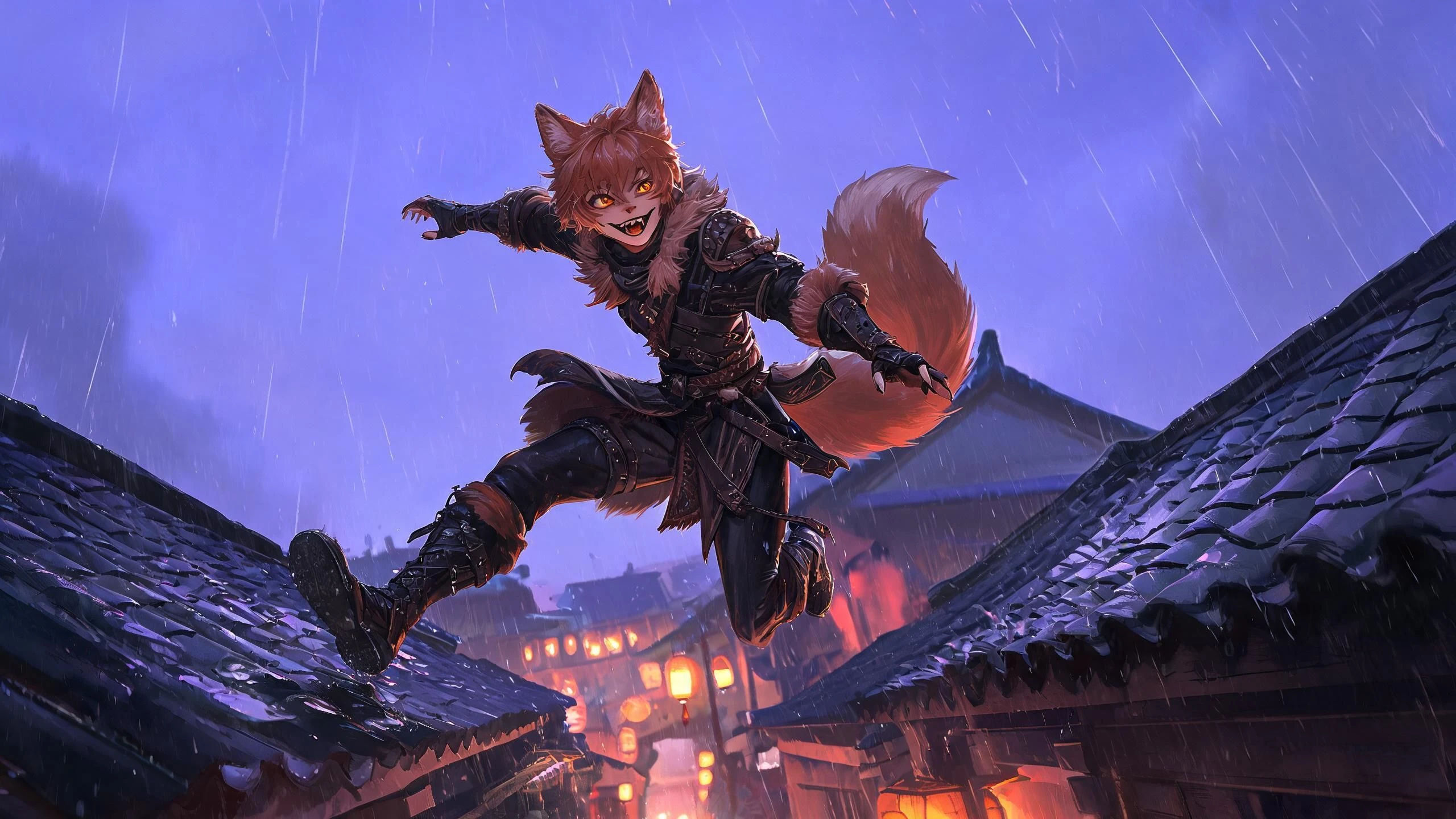 A rooftop chase at dusk