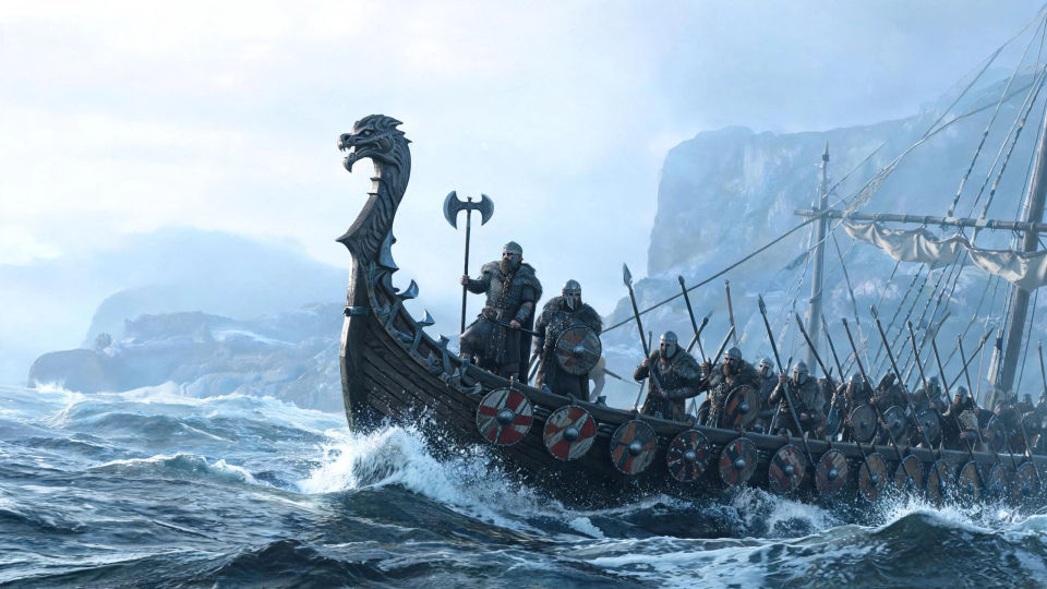 A longship raid at dawn