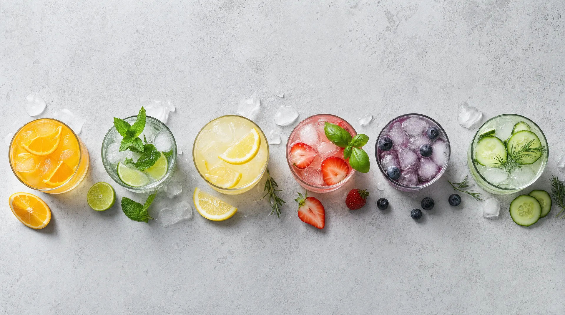 Flat-lay de gamme de boissons