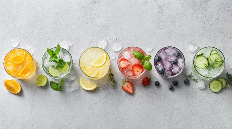 Drinks range flat-lay
