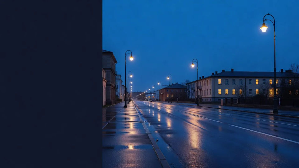 Lamplit street panel