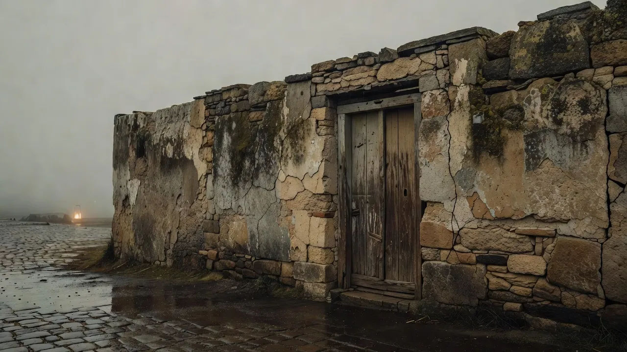 Weathered wall establishing shot