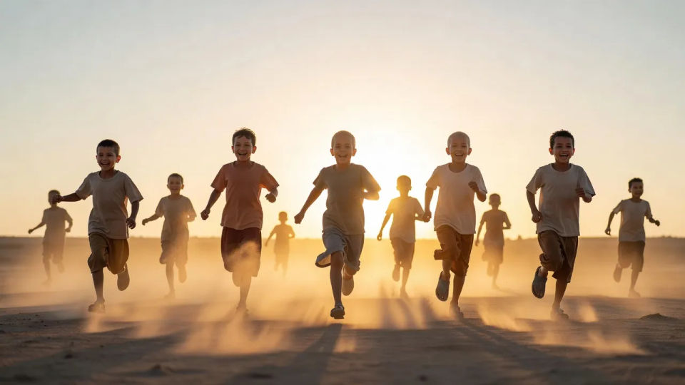 Children-at-play horizon spread