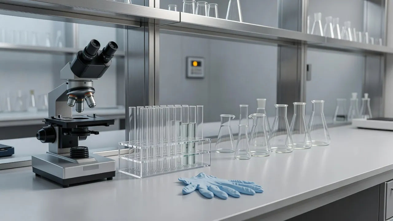 Lab bench establishing scene