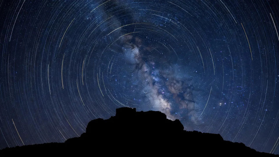 Star-trail hero panel