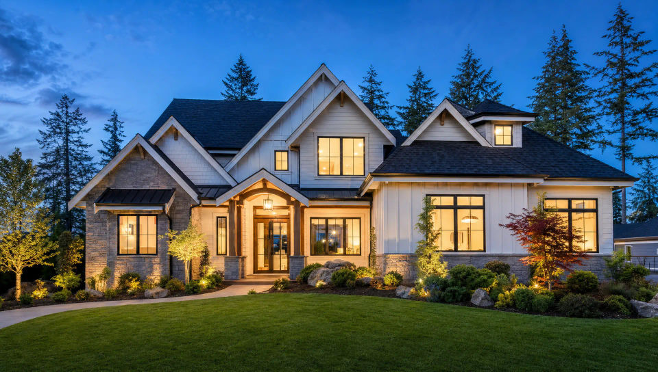 Twilight establishing shot