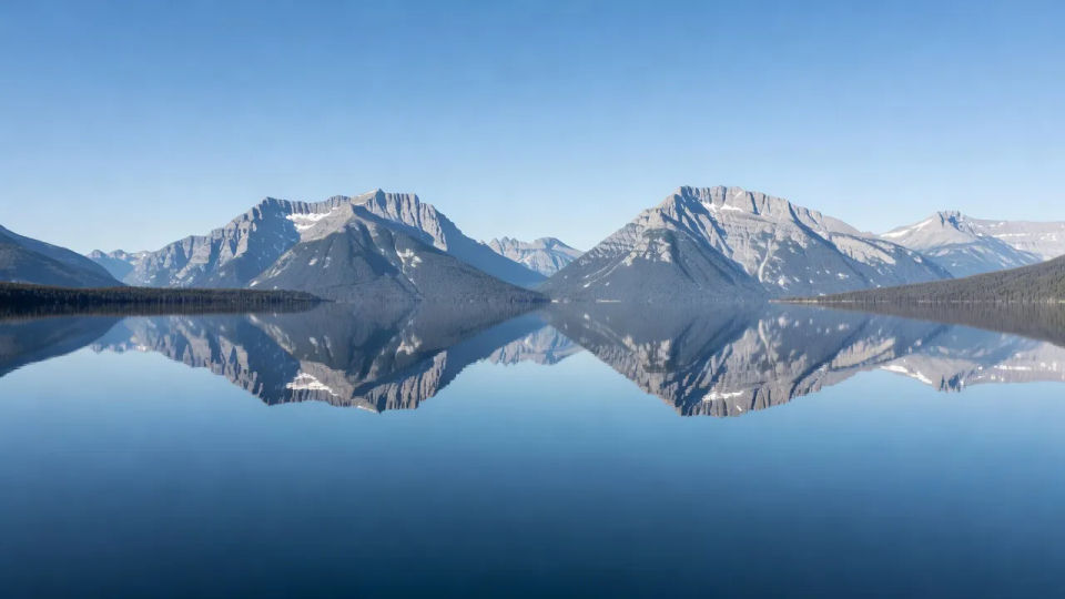 Wide mirror-lake panorama