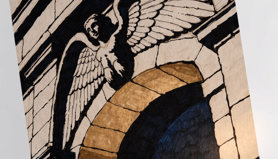 Angel above a doorway