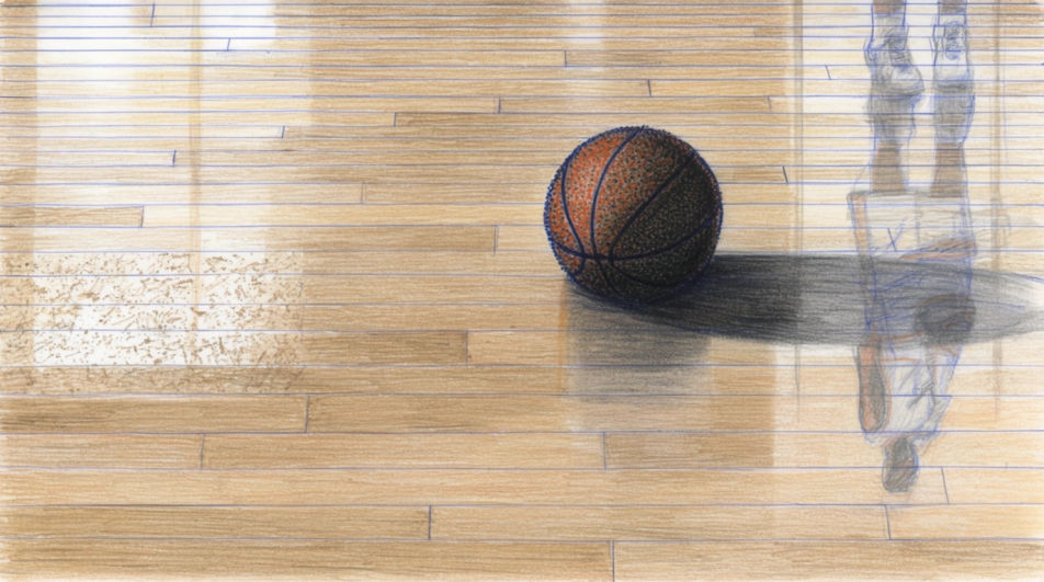 Ball rolling on an empty court