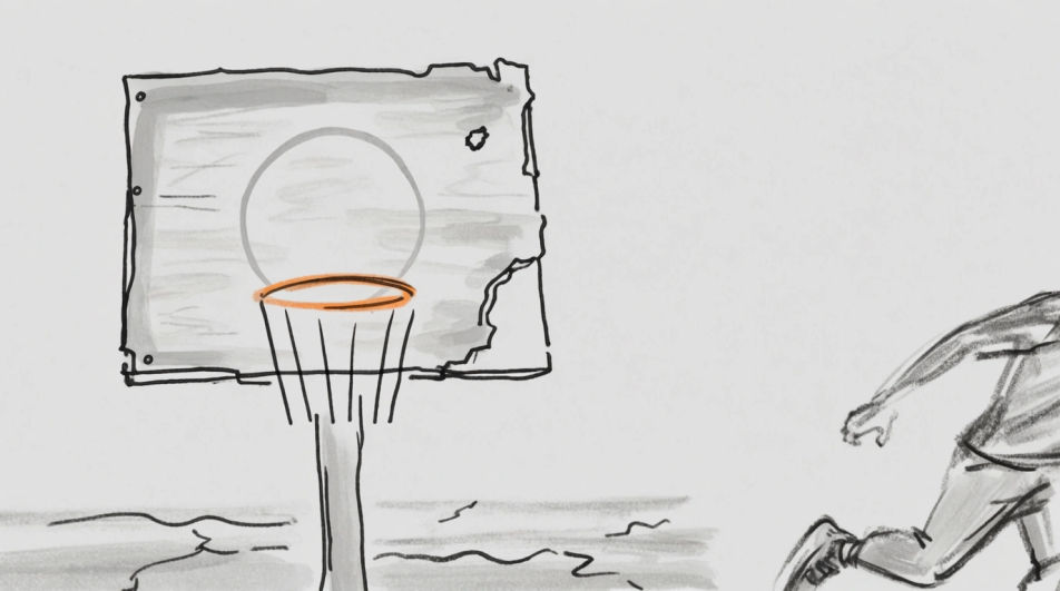 Outdoor hoop at dusk