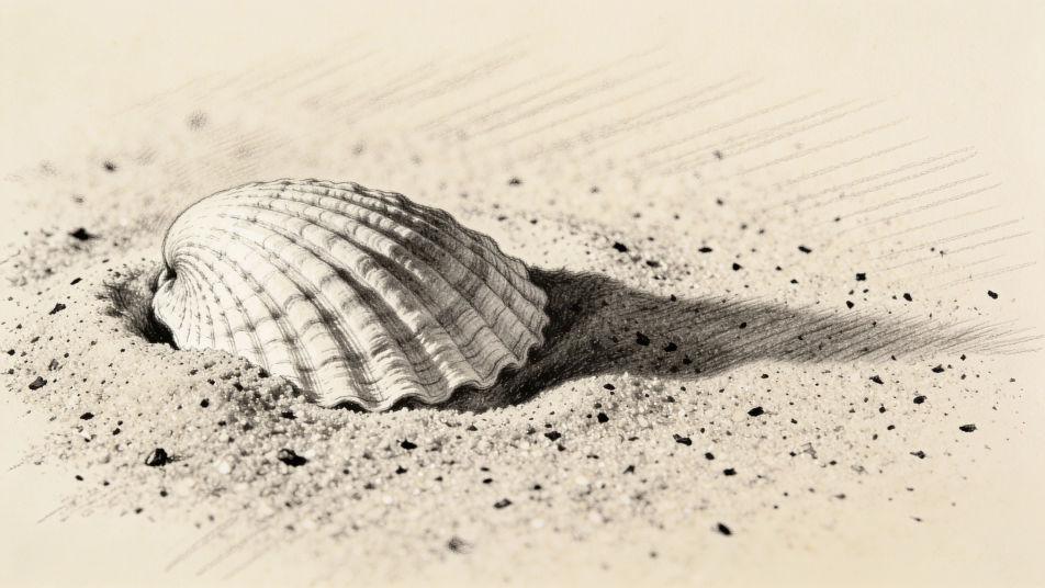 Shell and sand macro
