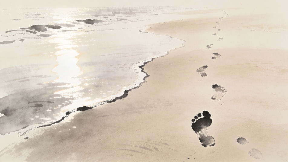 Footprints to the water