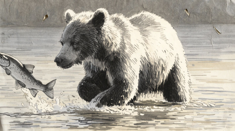 Bear fishing in a river