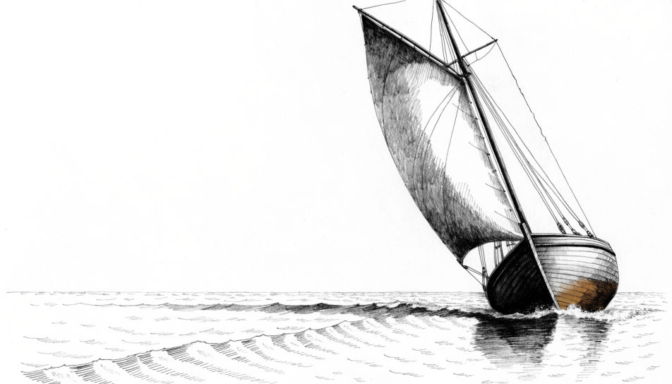 Sailing boat on open water