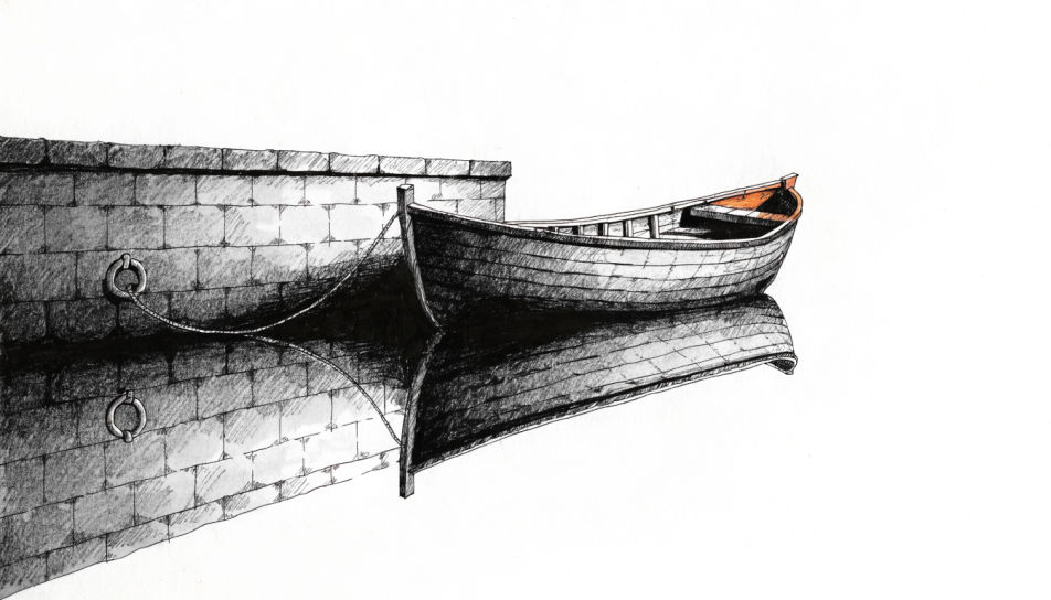 Moored at the harbour wall