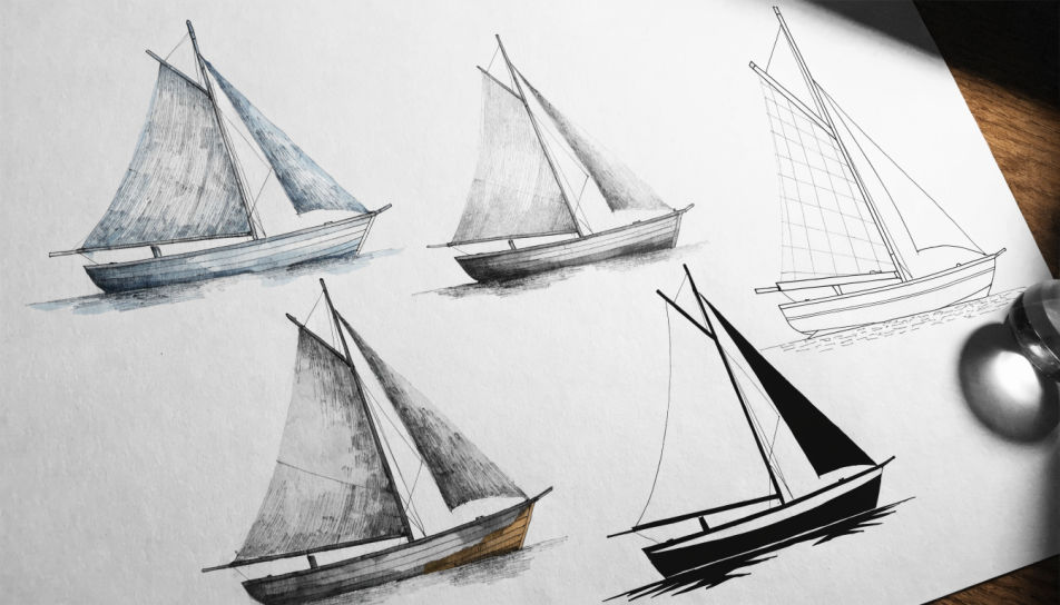Outline boat for colouring