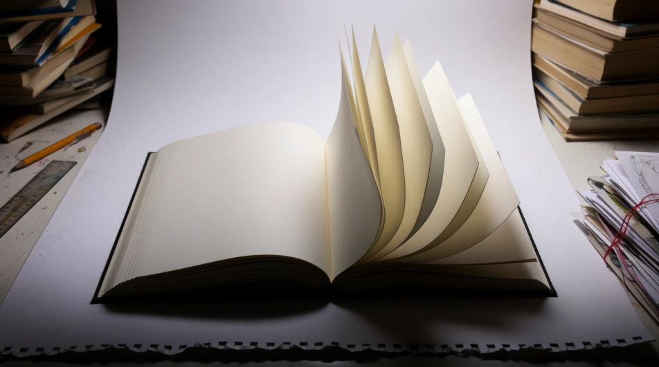 Open book with lifting pages