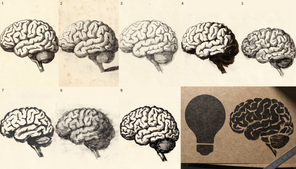 Brain and lightbulb poster