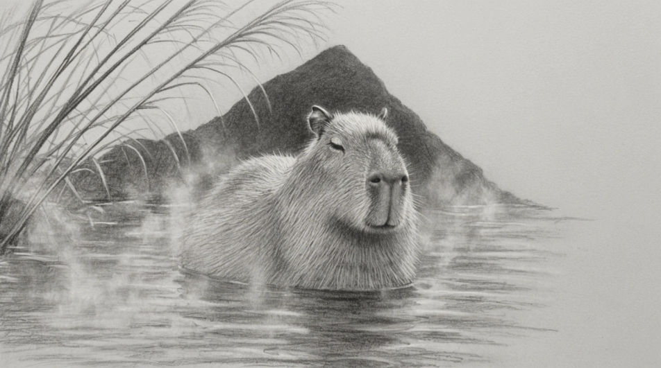 Capybara in a hot spring