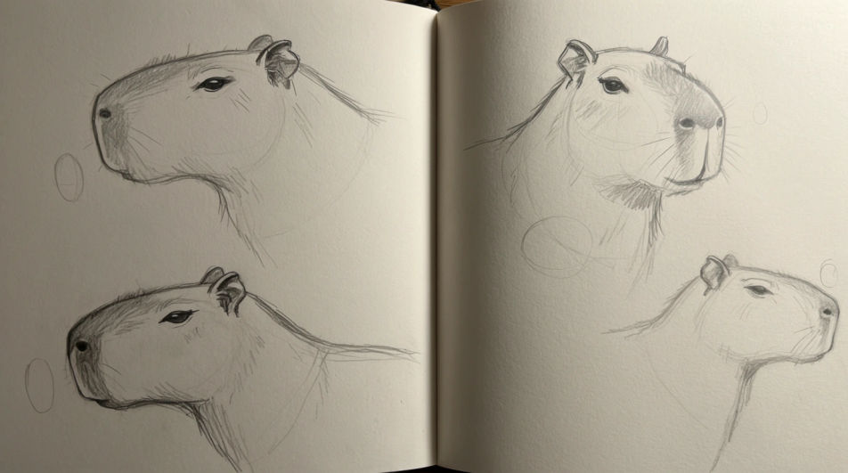 Row of capybara heads