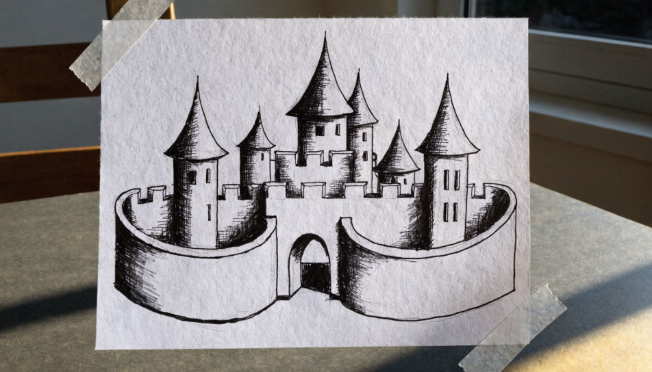 Outline castle for colouring