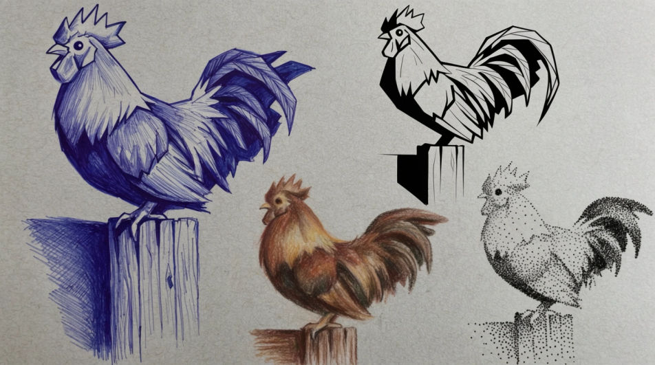 Rooster crowing at dawn