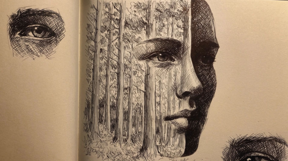 Split-face double exposure