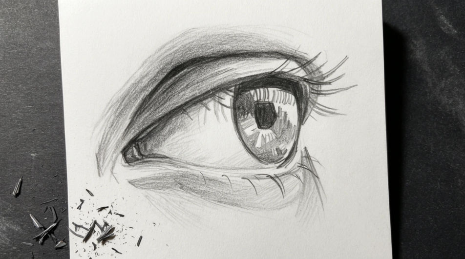 Macro eye with a reflection